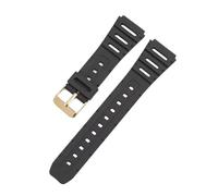 JVEIWAD Correas compatibles con Casio CA-53W CA-61W FT-100W W-520U W-720G, correa de reloj de TPU suave de 18 mm y 20 mm, correa de muñeca FT100W.(Black-gold,18mm)