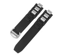 JVEIWAD Correas de reloj compatibles con Cartier 21th Century silicona boca elevada, color blanco y negro, resistente al agua, 20 mm x 10(Black silver)
