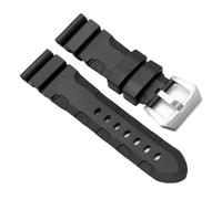 JVEIWAD Correas de reloj de goma compatibles con Panerai SUBMERSIBLE PAM441 359 Pa111, pulsera de silicona suave de 22 mm y 24 mm for hombre, accesorios de reloj.(Black-silver,24mm)