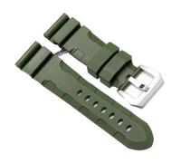 JVEIWAD Correas de reloj de goma compatibles con Panerai SUBMERSIBLE PAM441 359 Pa111, pulsera de silicona suave de 22 mm y 24 mm for hombre, accesorios de reloj.(Green-silver,24mm)