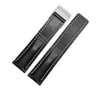 JVEIWAD Correas de reloj de piel de becerro de 20 mm, 22 mm y 24 mm compatibles con Breitling, correa de cuero, correa negra, marrón y azul, correa de reloj for hombre.(Black,24mmNO Buckle)