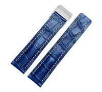 JVEIWAD Correas de reloj de piel de becerro de 20 mm, 22 mm y 24 mm compatibles con Breitling, correa de cuero, correa negra, marrón y azul, correa de reloj for hombre.(Blue,22mmSilver Buckle)