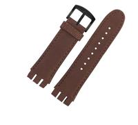 JVEIWAD Correas de reloj de Piel De Becerro de 23MM compatibles con Swatch IRONY YOS440 YOS449 448 447 401G, correa de reloj for hombre, pulsera con cierre de acero y herramientas(C-brown-black)