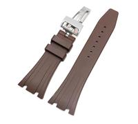 JVEIWAD Correas de reloj silicona 26 mm y 27, compatibles con AP 15400, 15202, 15500, 15703 26470SO. Compatible la pulsera deportiva caucho Royal Oak Offshore for hombre(Brown-silver,27mm)