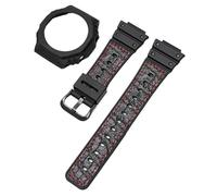 JVEIWAD Kit modificado compatible con Casio G-Shock GA-2100 GA-2110 Reemplazo Hombres TPU Goma Correa de reloj de liberación rápida Caja con correa Accesorios de bisel(Black red02)