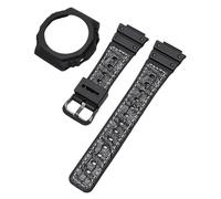 JVEIWAD Kit modificado compatible con Casio G-Shock GA-2100 GA-2110 Reemplazo Hombres TPU Goma Correa de reloj de liberación rápida Caja con correa Accesorios de bisel(Black white02)