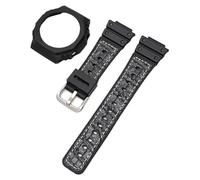 JVEIWAD Kit modificado compatible con Casio G-Shock GA-2100 GA-2110 Reemplazo Hombres TPU Goma Correa de reloj de liberación rápida Caja con correa Accesorios de bisel(Black white01)