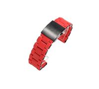 JVEIWAD Pulsera de acero inoxidable macizo 24, 26 y 28 mm, compatible con Diesel DZ7396, DZ7370 DZ4289. Correa revestimiento goma. Banda metálica(Red,24mm)