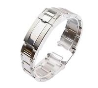 JVEIWAD Pulsera de reloj 904 compatible con Rolex Daytona GMT Submariner, accesorios de reloj, correa de metal de 20 mm y 21 mm, correas de reloj de acero inoxidable macizo.(Bright silver,20mm)
