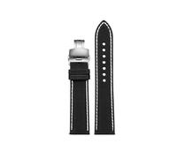 JVEIWAD Reloj deportivo de cuero y lona de nailon y fibra de buceo for hombre, 20, 21, 22, 23 y 24mm, botón de mariposa Compatible con TAG Heuer Racing F1(Black white-Silver,21mm)