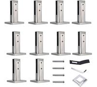 JvFbjLF 10 Piezas de Soporte de Vidrio de Acero Inoxidable, Abrazaderas de Vidrio Redondas for barandillas, escaleras, Puertas de Vidrio, Abrazadera de Piso de Vidrio Ajustable(160mm High)