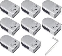 JvFbjLF 8 Abrazaderas de Vidrio, Soportes de Vidrio Ajustables, Clips de Vidrio con Parte Posterior Curvada, Abrazadera de Estante de Vidrio de Acero Inoxidable, Abrazadera de Espiga