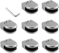 JvFbjLF 8 Piezas de Abrazaderas de Vidrio, Abrazaderas de barandilla de Vidrio, Soportes de Vidrio en Forma de D, Abrazadera de Estante de Vidrio Ajustable, Abrazadera de Espiga de Vidrio sin Marco
