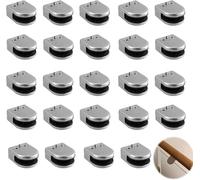 JvFbjLF Abrazaderas de Vidrio 24 Piezas Soportes de Vidrio Clips de Vidrio de Acero Inoxidable Abrazadera de Piso de Vidrio en Forma de D Abrazadera de Estante de Vidrio Ajustable
