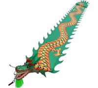 JvFbjLF Bandera de dragón Bailando con cabecera y Juego de Cuerda for Columpio, Bandera de dragón de Seda, Juego de Fitness al Aire Libre for Patio/Parque/Playa(Green,10m)
