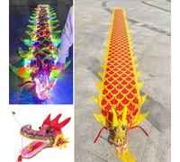 JvFbjLF Ejercicio de Juego al Aire Libre for niños con Banderas de Danza del dragón parpadeantes con pequeños Dragones Coloridos en la Cabeza(Color,3 m (9.8 ft))