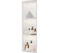 JvFbjLF Estante de Pared for nicho de Ducha Empotrado de Acero Inoxidable con iluminación LED(Bianco,90x28x12.5cm)