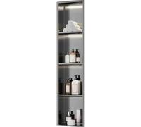 JvFbjLF Estante de Pared for nicho de Ducha Empotrado de Acero Inoxidable con iluminación LED(Grigio,120x28x12.5cm)