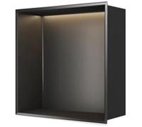 JvFbjLF Estante Organizador Empotrado de Acero Inoxidable con luz LED for Ducha de Pared(Nero,90x28x12.5cm)