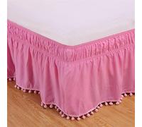 JvFbjLF Falda de Cama Estilo Envolvente elástico con Funda de Cama Resistente a Las Arrugas Base de Cama con Volantes(Pink,120x200x38cm)