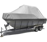 JvFbjLF Funda Oxford 210D for Yates de 11 a 24 pies, Color Gris, Protectora, for Remolque de lancha rápida, for Pesca, Funda for yate en Forma de V, for Barco, con Perforadora.(20~22ft)