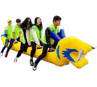 JvFbjLF Juguete de colaboración en Equipo, Aventura al Aire Libre, Juegos de césped, Barco dragón Inflable(7 Seats)