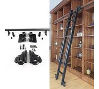 JvFbjLF Kit de herrajes for Escalera de Biblioteca Deslizante de Tubo Redondo, riel de 1 m + Accesorios de extensión