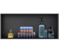 JvFbjLF Organizador de nicho de Ducha Empotrado - Estante de Acero Inoxidable for Almacenamiento en el baño(Nero,24.4x12.5x4.9in)