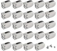 JvFbjLF Soporte de Vidrio 24 Piezas Clips de Vidrio de Moda Soporte de Vidrio de Acero Inoxidable 304 Ajustable Clips de Vidrio con Parte Posterior Curva Abrazadera de Estante de Vidrio Combinación