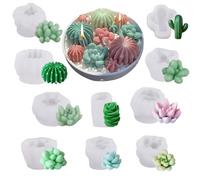 JVHLOV 10 Piezas Moldes de Silicona para Suculentas, Moldes 3D para Velas, Jabón, Resina Epoxi, Moldes para Hacer Velas Hechas a Mano y Decoración DIY