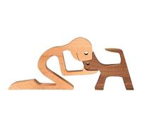 JVHLOV Estatua de Madera Hecha a Mano, Figura Artesanal de Madera, para Dormitorio Hogar, Oficina, Estante, para Amantes de los Perros, Recuerda, Figuras Coleccionables Talladas (Masculino)