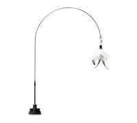 Jvjggag Cat Stick Toy, Teaser Wand with Bell, Indestructible Flexible Design, Secure Suction Cup Base, Interactive Kitten Play, Boredom Relief and Exercise, White Black