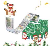 Jvjggag Christmas Money Present, Holiday Roll Box, Pull Cash Box with Pull Card, Christmas Cash Storage Box with 50X Bags, Gathering Decorations for Kids Adults, 12x12cm/4.72x4.72 inches