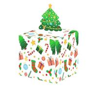 Jvjggag Christmas Money Present, Holiday Roll Box, Pull Cash Box with Pull Card, Christmas Cash Storage Box with 50X Bags, Gathering Decorations for Kids Adults, 12x12cm/4.72x4.72 inches