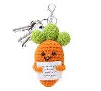 Jvjggag Crochet Doll, Funny Positive Plush Carrot Figure, Motivational Knitted Fruit Toy, Emotional Support Fruit for Friends & Family, Wool Yarn Handmade Doll Mental Wellness