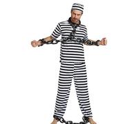 Jvjggag Disfraz De Recluso, Disfraz De Halloween Para Prisionero, Traje De Cosplay A Rayas Blancas Y Negras, Parte E Inferior De Poliéster Transpirable, Tallas Para Hombre Y Mujer