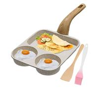 Jvjggag Egg Frying - Non Stick Frying Skillet for Cooking | Aluminum Divided Pan with Spatula and Brush, Multi Purpose Kitchen Cookware for Pancakes, Bacon, Omelets, Sausage