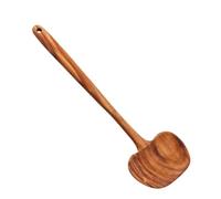 Jvjggag Espátula de madera para cocinar, mango largo ergonómico 2 en 1, cuchara de sopa de cocina, para ollas calientes, hogar, cocina, restaurante, mezcla, freír, revolver