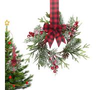 Jvjggag Mini Wreaths Christmas Decor - Cabinet Berries Centerpiece with Bow | Holiday Accent for Garage Table Valentines Harvest Party Home Seasonal Display Kitchen Window Door