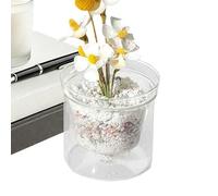 Jvjggag Self Watering Container - Plant Holder For Indoor Greenery | Clear Glass Double-Layer Pot with Moisture Base, Flower Plant Container, Home Apartment Hotel Dormitory Study Balcony Desk Accent