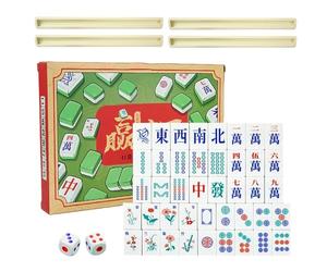 Jvjggag Set Mahjong De Juego,Juego Familiar Y Portátil De Mah Jongg - Mini Set De Mahjong Clásico,para Mujeres Hombres Reunión Familiar Aire Libre Camping Piscina Golf Montaña Cumpleaños