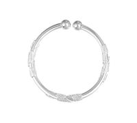 Jvjggag Silver Bangle Bracelet, Friendship Jewelry, Beaded Open Design, Lightweight Comfortable Fit, for Wedding Travel Celebration Date, 2.76x2.76x0.24 Inches Silver 1 Piece
