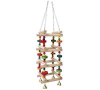 Jvjggag Wood Parrot Bite Toy, Natural Wooden Bird Chewing Toy, Cage Hanging Enrichment Accessory, Sturdy Design for Pet Birds Parakeet Cockatiel, 14.57x3.94 Inches, Multicolor, 1 Piece