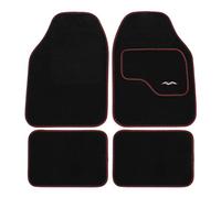 JVL 01-929RD - Juego de Alfombrillas universales de PVC, Color Negro y Rojo, 4 Piezas