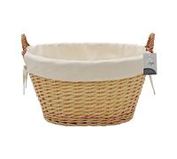 JVL Cesta de almacenamiento ovalada de acacia tejida a mano con forro, acabado miel