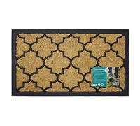 JVL Comfort - Felpudo rascador de Goma de Coco para Puerta de Entrada, diseño Redondo, 40 x 70 cm, Color Natural y Negro