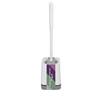 JVL Escobilla de Inodoro y Soporte de Goma, Color Blanco y Gris, diseño higiénico Flexible