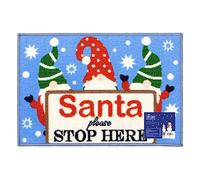 JVL Felpudo de Interior Lavable a máquina, diseño de Papá Noel, Azul, tamaño: 40 x 57 cm Aprox..