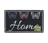 JVL Felpudo ecológico de Fibra de Coco con Reverso de látex, diseño de Mariposas caseras, 40 x 70 cm Aprox., 02-876
