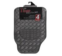 JVL Titan01-694 Alfombrillas de Goma para Coche con Diseño Metálico, Carbono, 4 Unidades